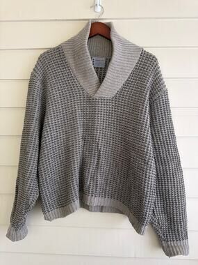 Vintage 60s 70s Penney's Towncraft Lambswool Shawl Collar Sweater Men's M